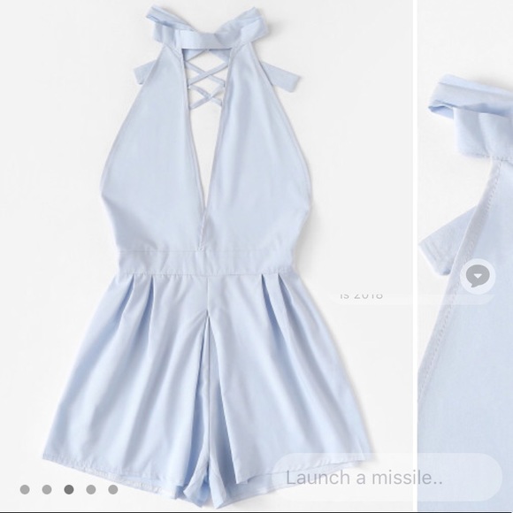 Bow tie backless romper - Picture 1 of 1